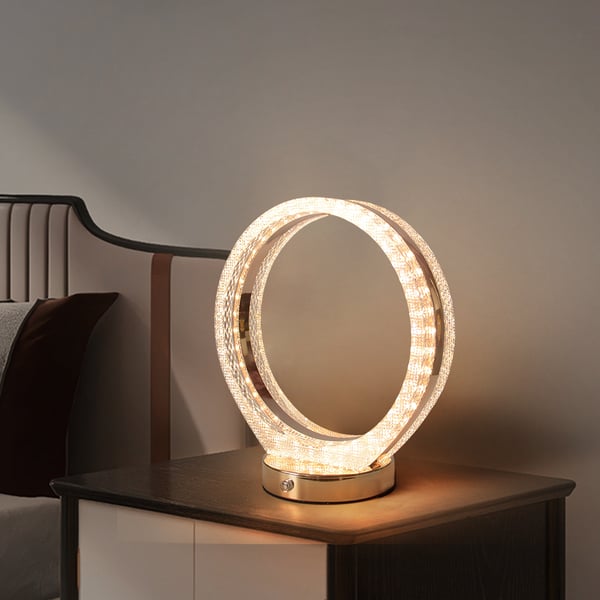 Lampe de table Circle Crystal Lampe de bureau sans fil en or rose avec LED intégrée à intensité variable ACCESS MEUBLE