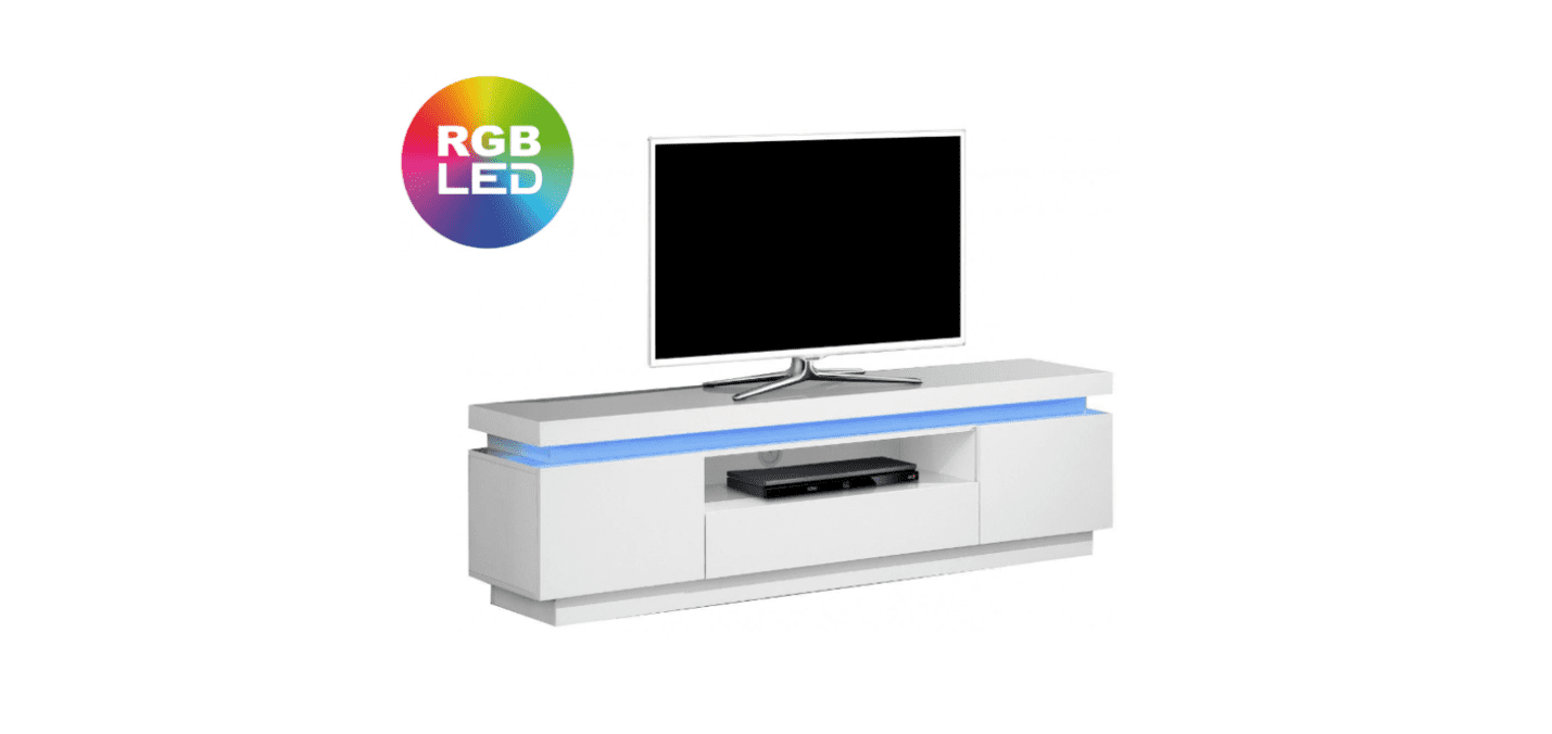 Meuble TV KATE blanc avec led ACCESS MEUBLE