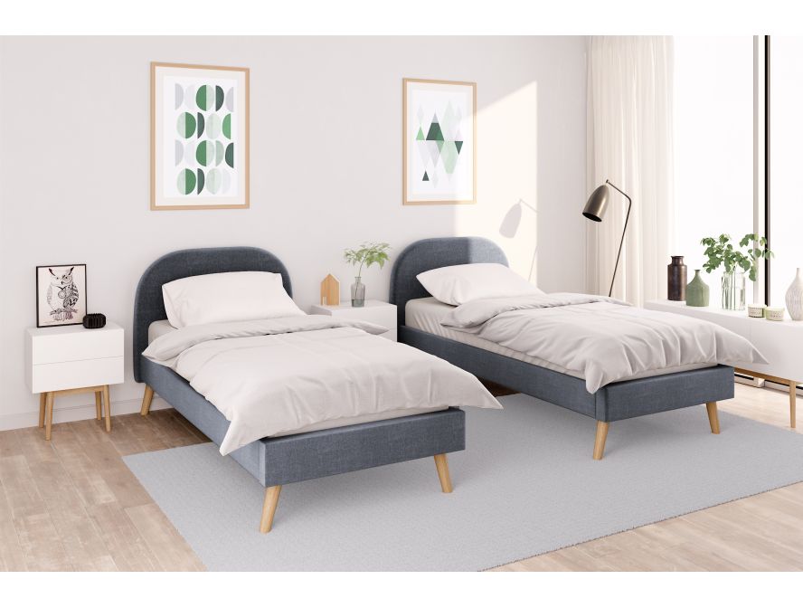 Cadre de lit SOMN scandinave avec tête de lit et sommier à lattes en tissu ACCESS MEUBLE